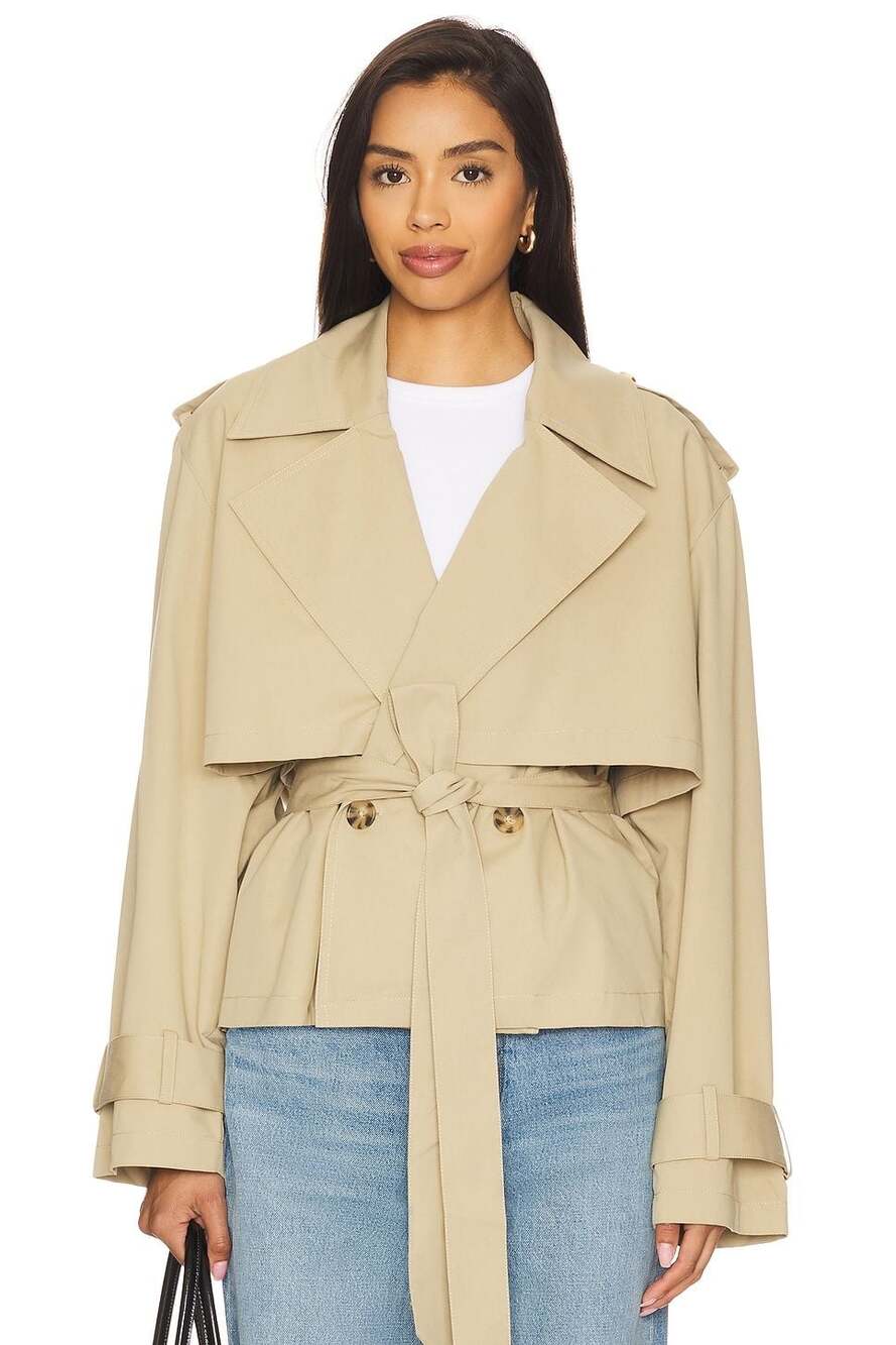 Joe's Jeans Liz Cropped Trench Coat in Camel